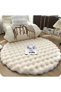 baladı home ev tekstil home collection yuvarlak tavşan peluş Tüyü halı peluş kürk çok yumuşak ithal