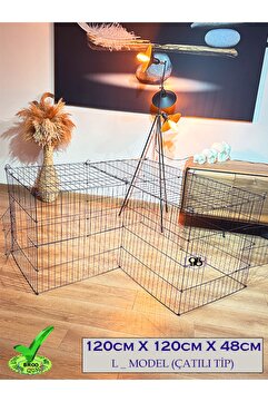 BROOHOME - Köpek/kedi Çiti Kafesi 120cm.x60cmx48cm- * Ltip* ÜZERİ KAPAL Alanı 11 Parça Panel Çit- Siyah