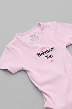 Overoz Organik %100 Pamuk Babasının Kızı Pembe Bebek Body Badi Çıtçıtlı Zıbın 5241