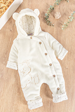 Babymod Ayıcık Desenli Welsoft Peluş Astronot Kız Erkek Bebek Tulum