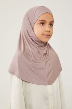 Melodi Scarf Tesettür Çocuk Namaz Bonesi Eşarbı Şalı Hijabı Vizon