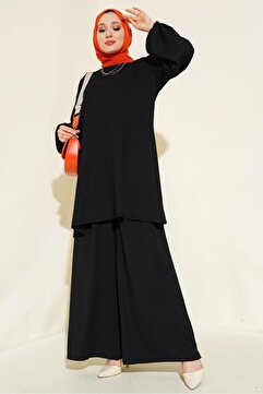 Bigdart Kadın Siyah Tunik Pantolon Alt Üst Takım 6663