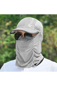 CAPTAIN Fisherman Style Cap JF-06 Katlanır Fileli Şapka + Çıkarılabilir Yüz Koruma