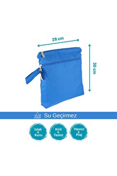 Atelier Bomonti Mami Kids Wet&dry Su Geçirmez Islak Kuru Kirli Temiz Plaj Havuz Kreş Fonksiyonel Saks Mavi Çanta