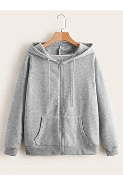 MANCY Unisex 2ip Örme Kumaş Kapüşonlu Oversize Baskısız Hırka
