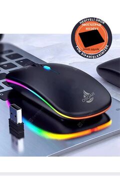Osqar Kablosuz Fare Wireless Mouse 4 Tuşlu Renk Sessiz Şarj Edilebilir Dpı Kontrol Mousepad Hediyeli