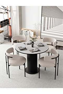Avvio Rio 90x90 Bohem Lake Mdf Ayak Yuvarlak Mutfak Masası Takımı Yemek Masası Takımı
