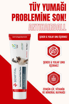 Benifital Malt Paste 100 Gr Kedi Tüy Yumağı Önlemeyi Destekleyen Prebiyotik Malt Macun Şeker İlavesiz