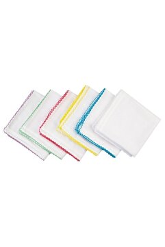 Kezban Tekstil Beyaz Oyalı  Pamuklu Tülbent Iç Başörtüsü 5 Adet 90x90