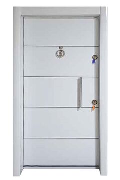 Tezdoor Kompozit Çelik Kapı, Beyaz Renk Düz Model Tırnaklı Sistem Çelik Kapı Sol Açılım