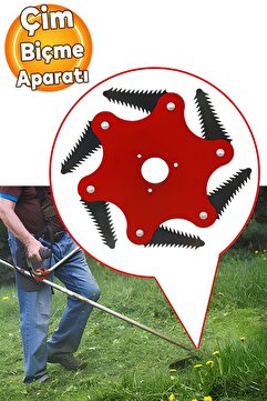 Badem10 Benzinli Tırpan Metal Çim Çayır Biçme Kesme Aparatı 6 Kollu Testere Dişli Ahtapot Bıçak Başlığı