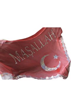 GÜVEN Sünnet Kına Gecesi Maşallah Yazılı Sırt Şalı Kırmızı Renk