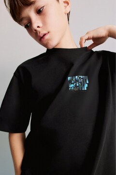 The Champ Clothing Surf California Yazılı Baskılı Siyah Çocuk T-shirt