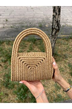 MaVaux Soft Mini Jüt Hasır Portföy Clutch El Çantası Yazın Modası