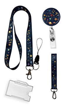 StormiStoretr Uzay Galaksi Limited 4 Lü Set Boyun Ipi Anahtarlık Yoyo Yaka Kartlığı