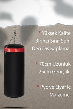Hsport Profesyonel Dayanıklı Patlamaz Kum Torbası İçi Dolu Orta Sert Boks Torbası Askı Aparatlı 25x75cm
