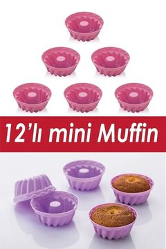Soft Chef 12'li Silikon Muffin Kek Kalıbı %100 Yanmaz Silikon Karışık Renk