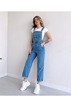 ARSUVAL Kot Tulum Bahçıvan Salopet Açık Mavi Uzun Denim Salopet
