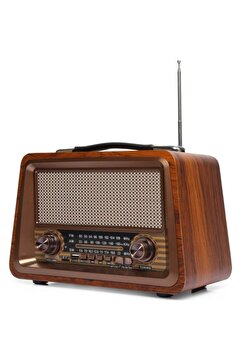 BAYINDIRELEKTRONİK Nostaljik Radyo Gerçek Ahşap Eskitme Bluetooth Hoparlör Mp3 Çalar Müzik Kutusu