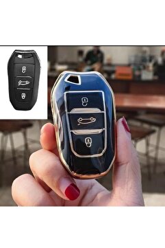 GMA KEYS Peugeot 208 308 508 2008 3008 5008 Rifter Nano Anahtar Koruma Kılıfı Sustasız Siyah Gold Altın Renk