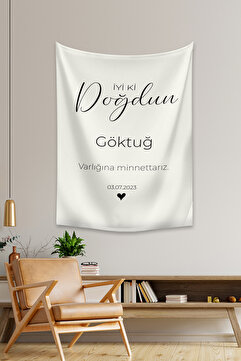 Vagonik Kişiye Özel Doğum Günü Happy Birthday Duvar Örtüsü Duvar Halısı Birinci Kalite Kumaş