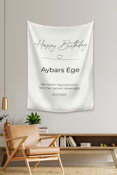 Vagonik Kişiye Özel Doğum Günü Happy Birthday Duvar Örtüsü Duvar Halısı Birinci Kalite Kumaş