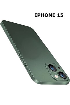 HyperAge iPhone 15 Kılıf Ultra Ince Mat Yüzeyli Elden Kaymaz Kamera Korumalı Kapak Yarı Şeffaf Yeşil