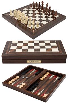 Cooper Chess Kişiye Özel Büyük Boy 50cm Ceviz Kaplama Desenli Premium Ahşap Tavla Takımı - Ahşap Satranç Takımı