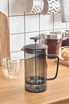 Karaca Valentina Borosilikat Cam French Press Grey 1000 Ml