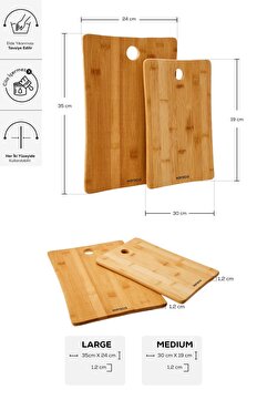 Karaca Bamboo 2'li Bambu Kesme Tahtası 30/35 Cm 051KSERI