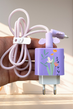 WANNA PROTECT iPhone 18W/20W Uyumlu Sevimli Şarj Başlığı Adaptörü Koruma Kablo Koruyucu 5'li Silikon Koruma Seti