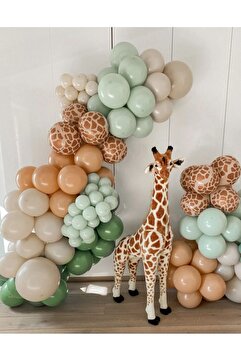 party mix Safari Balon Zinciri 65'li Balon Set | Safari Doğum Günü Konsepti | | Zürafa Balon Zinciri |
