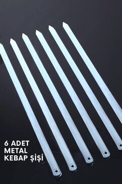 Genel Markalar 6 Adet Profosyonel Paslanmaz Metal Kıyma Şiş (Adana-Urfa-Antep Kebap Şişi)