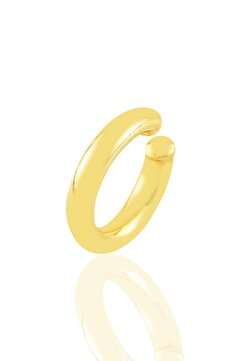 Söğütlü Silver Kadın Gümüş Altın Yaldızlı Sade Sıkıştırmalı Kıkırdak Küpe Sgtl10887gold
