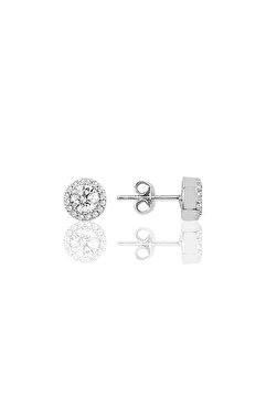 Söğütlü Silver Gümüş Pırlanta Montürlü Tek Taş Küpe Sgtl9940