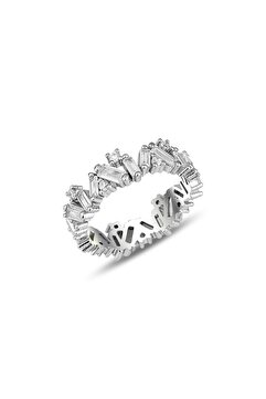 Söğütlü Silver Gümüş Rodyumlu Özel Tasarım Baget Taşlı Tamtur Yüzük Sgtl11606