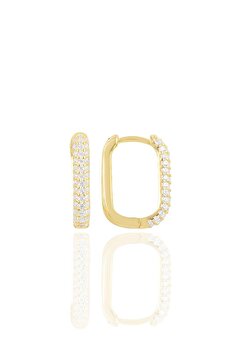 Söğütlü Silver Gümüş Altın Yaldızlı Zirkon Taşlı Trend Küpe. Sgtl10892gold
