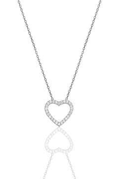 Söğütlü Silver Gümüş Rodyumlu Zirkon Taşlı Kalp Kolye Sgtl11723rodaj