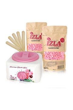 İzla Sir Ağda Makinesi +2 Adet Pudralı Soyulabilen Boncuk Ağda + Spatula Seti