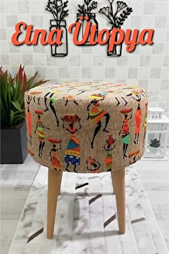 PufyHome Etna Ütopya Çok Amaçlı Gürgen Ayaklı Dekoratif Puf Bench Sandalye Koltuk
