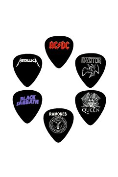 cantekin Gitar Pena 6 Adet Metallica Adcd Led Zeppelin Queen Black Sabbath Ramones