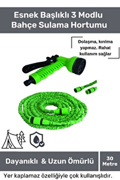 Pastimore Dayanıklı Kırılmaz 3 Modlu Uzayan Bahçe Sulama Araç Yıkama Hortumu 30 Metre