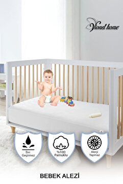 Vionel Home %100 Pamuklu, Sıvı Geçirmez Bebek Ve Çocuk Yatak Koruyucu Alez, Park Beşik, Kreş Anaokulu Alezi