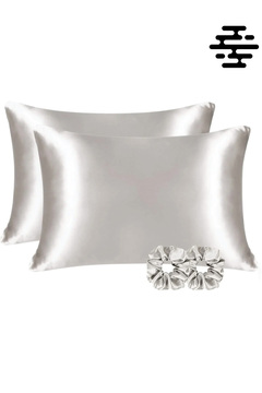 Baliva Saten Yastık Kılıfı 2 Adet 50x70cm + Hediye 2 Adet Saten Toka Kıvırcık ve Düz Saçlar için