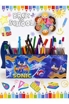 Deep Craft DeepCraft Ahşap Çocuklar İçin Masa Üstü Kare Kalemlik & Organizer-Sonic