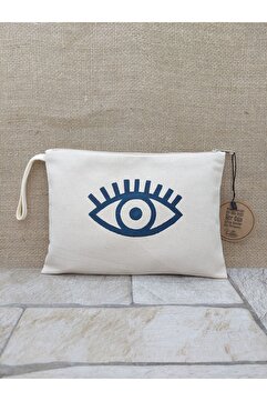 OBİDEV Tahta Baskı Göz Desenli Clutch ,portföy Çanta,makyaj Çantası