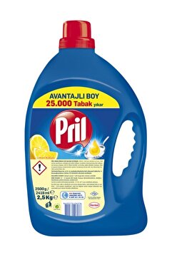 Pril Elde Yıkama Bulaşık Deterjanı Limon Kokulu 2.5 kg 2418 ml Soğuk Suda Etkili