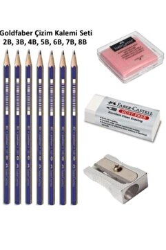 Faber Castell Dereceli Kalem Karakalem Eskiz Kalemleri 2b 3b 4b 5b 6b 7b 8b , Hamur Silgi , Kalemtraş, Beyaz Silgi