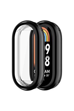 Tagomoon Xiaomi Smart Band 8 ( Mi Band 8 ) Ile Uyumlu Kasa Ve Ekran Koruyucu 360 Tam Koruma Silikon Kılıf