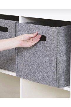 tAAlu Textia Home Keçe Dolap İçi Düzenleyici Kutu Organizer Sepet Gri Saklama Kutusu
